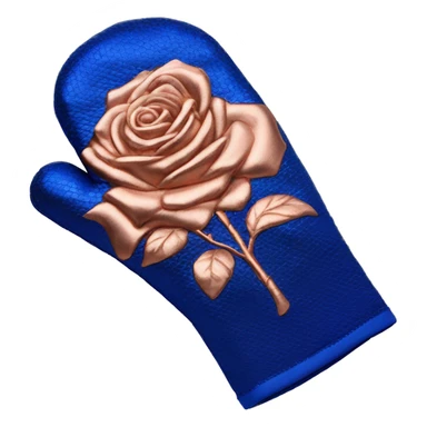 Realistic isolated rose gold and cobalt blue oven mitt. sticker