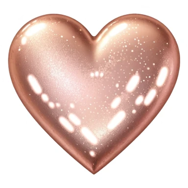 Edit the glittery gold color heart to a glittery rose gold color heart with a subtle gradient and no border. Keep the background transparent. Maintain the glittery texture and subtle gradient effect in rose gold tones sticker