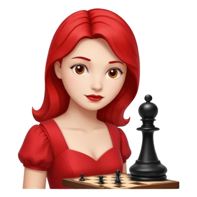 woman chess players in red outfits sticker