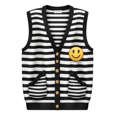 black and white stripes sleeveless cardigan sticker