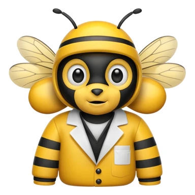 a bumblebee wearing a lab coat sticker