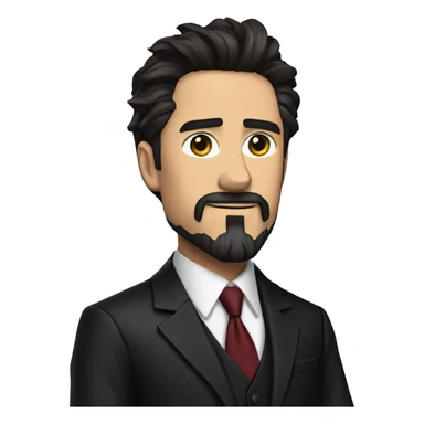 tony stark with a long bushy beard in a black suit an tie wearing the infinity gauntet sticker