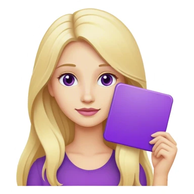 Long hai blonde lady with a purple sign  sticker