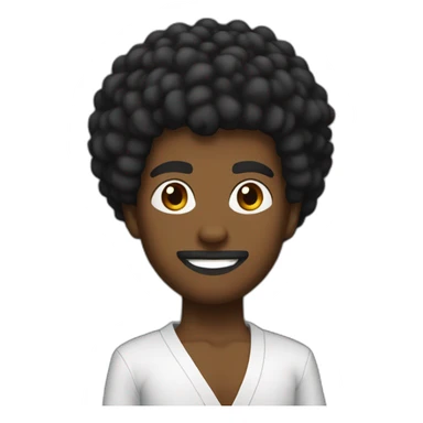 black karate instructor with afro hair and a low taper haircut, and a small fade on the sides and a big forehead sticker