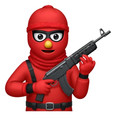 elmo with an AK47 and anbalaclava sticker