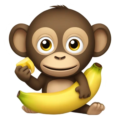 Monkey eating a banana sticker