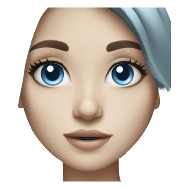 Instagram model girl with long black hair, pale skin and pretty blue eyes sticker