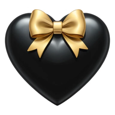 crystal black heart with a gold bow and heart pattern on the bow sticker