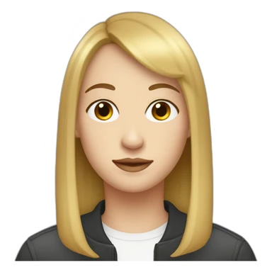 face of nonbinary white person with dark blonde bob, mid part and straight bangs sticker