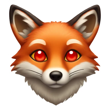 deep lush red fox face with tiny red heart instead of eyes sticker