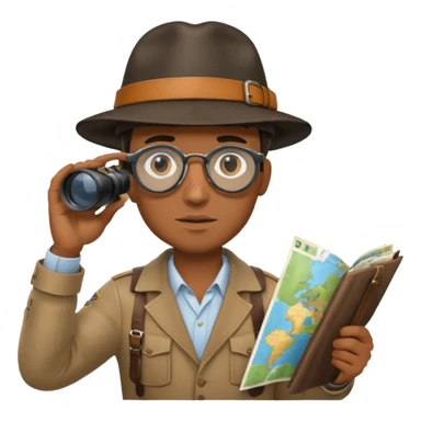 Black man binoculars with leather strap on map sticker