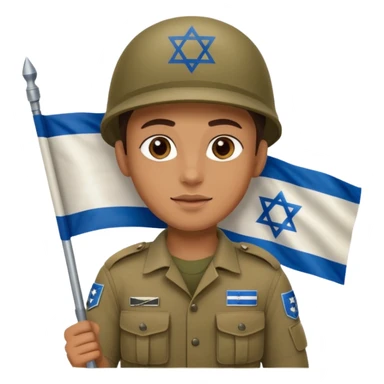 חייל ישראלי מחזיק דגל ישראל sticker