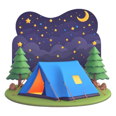 camping tent with starry night sky sticker