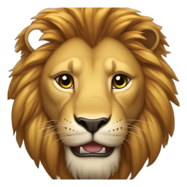 Happy face lion (robust and muscular build, showcasing its strength and dominance. - Its fur will be a rich golden color) sticker