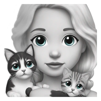 Baby girl with 2 cats black and white sticker