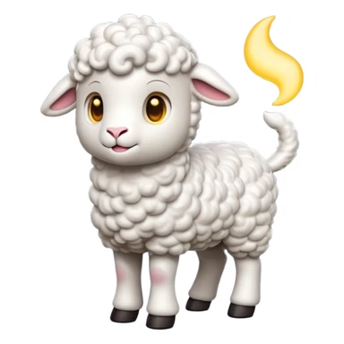 cinematic-[lamb]-realistic-full-body-standing-emoji,-tail-flicking-lazily,-head-tilted-dramatically,-curly-[white]-fur,-simplified-yet-realistic-focused-features,-highly-detailed,-glowing-with-an-almost-sarcastic-glow sticker
