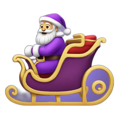 Santa Claus dressed in purple with his sleigh sticker