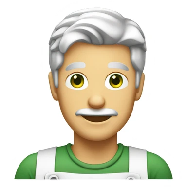 blonde gray-haired man cook with green eyes making burger sticker