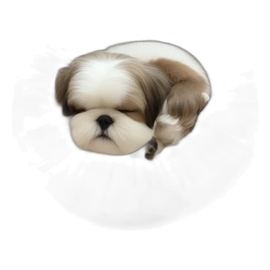 Shih tzu sleeping in fluffy circle bed sticker