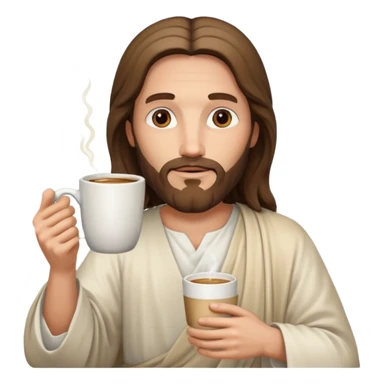 Jesus holding a coffee mug sticker