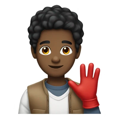 Black hair boy wearing red gloves sticker