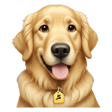 golden retriever with name tag saying Gus sticker