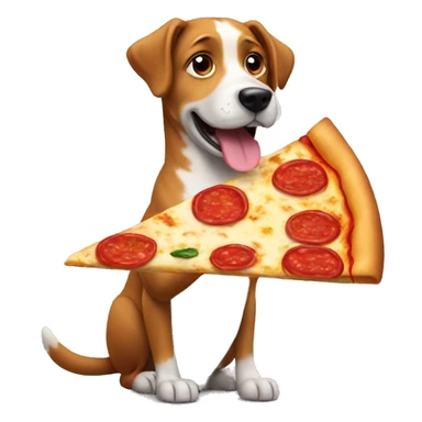 A dog buying a pizza sticker