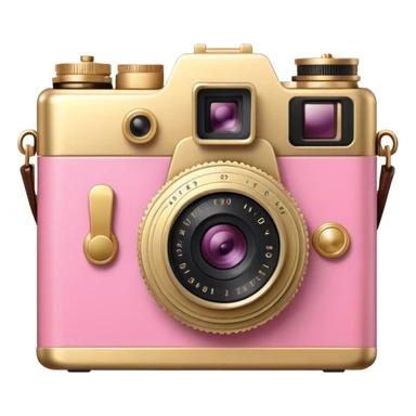Vintage camera pink and gold sticker