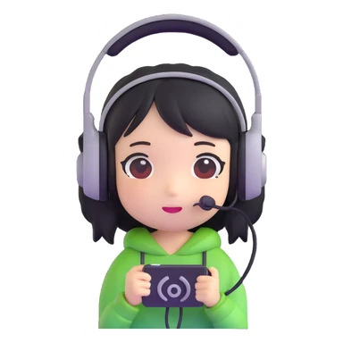 Momo Momone chibi form with a headset sticker