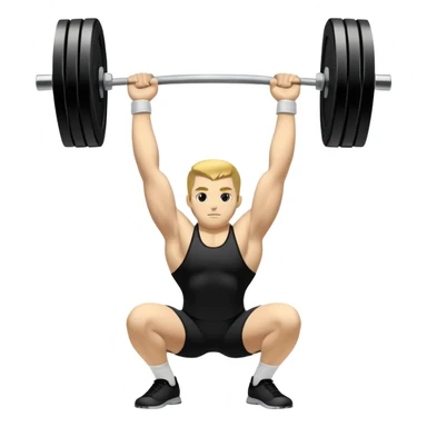 Emblem symbolizing weightlifting, featuring a barbell with heavy weights on either side, lifted above a strong, determined figure. The design conveys strength, focus, and the precision required in the sport. The barbell is centered, with a dynamic, bold style to emphasize power and athleticism.  sticker