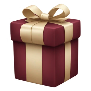 Burgundy present box with beige ribbon sticker