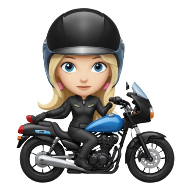 moça cabelo comprido loira de olho azul de capacete em uma moto honda preta  sticker