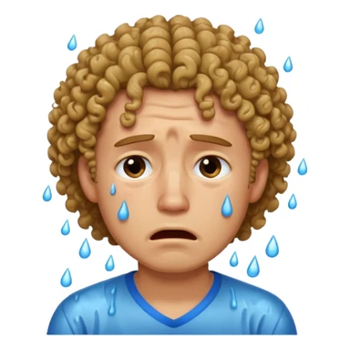 man crying with curly hair sticker