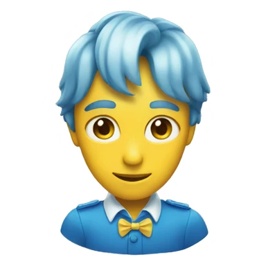 Blue yellow shiny heart  sticker