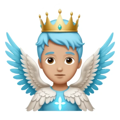 an angel with a cyan crown on his head, 4 wings sticker