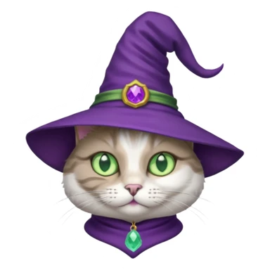 half cat wear purple wicth hat sticker