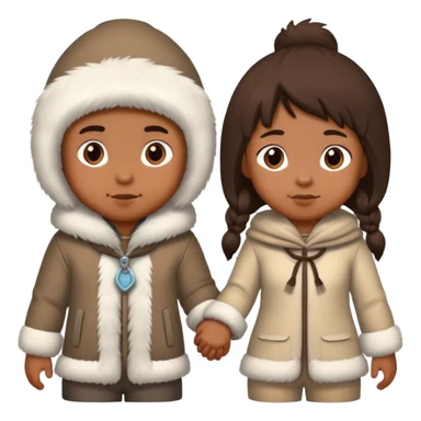 Boy Eskimo and girl eskimo holding hands sticker