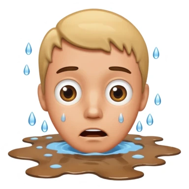 apple style emoji of a man with his face in a puddle after falling sticker