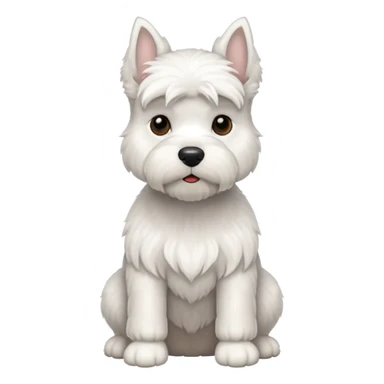 white schnauzer dog, sitting pose, iOS emoji style sticker