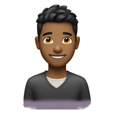 Brown boy smirking with black hair new hair cut  sticker