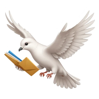 a dove flies with a letter in its paws sticker