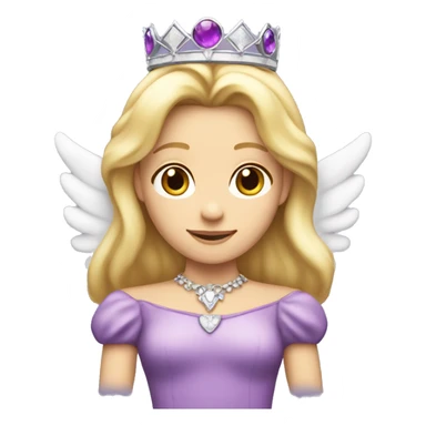 Caucasian, blonde princess wearing princess crown that does not look like a halo in a purple dress and she has angel wings  sticker