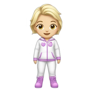 Bébé blonde en pijama blanc et des bottes mauve  sticker