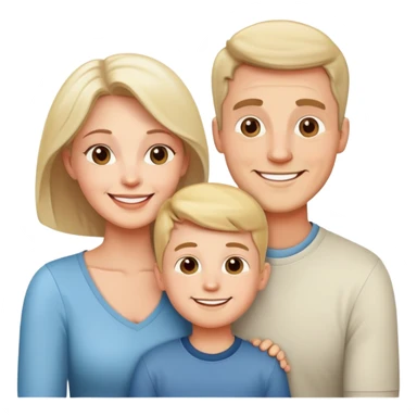 happy white family with husband wife and one son smiling together sticker