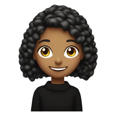 smiling girl in black sweater with cat sticker