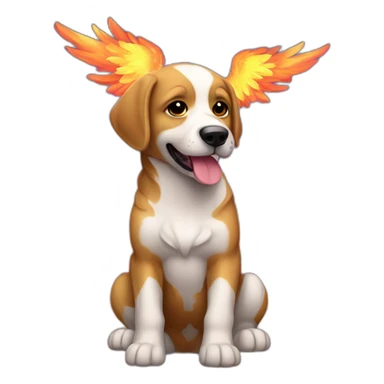 Perro con alas en un cielo de fuego sticker