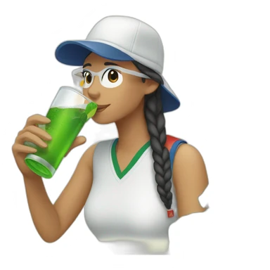 Latin girl Drinking and using lacoste sticker