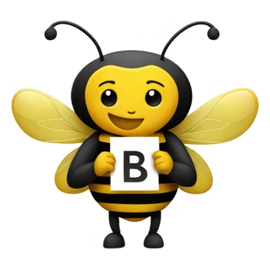 A bumblebee holding a letter b sticker