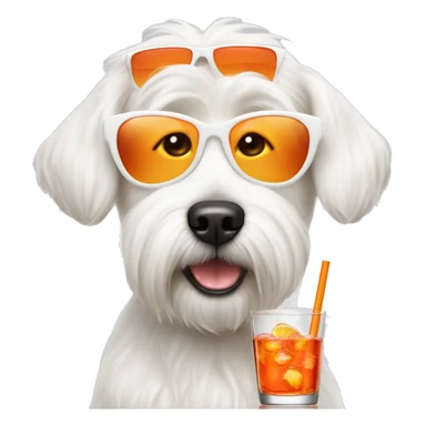 White dog Maltesa with a Aperol spritz  sticker