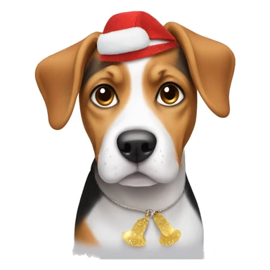 dog beagle with new year hat sticker